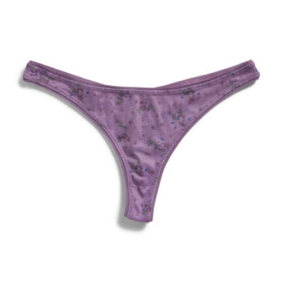 FREE PEOPLE Printed Pointelle Thong, Purple, XL, NWT - Picture 2 of 4
